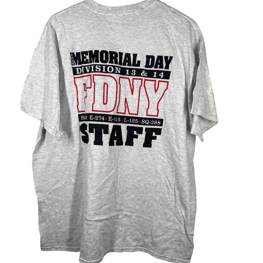 FDNY Memorial Day 2018 Staff Shirt Mens XL Gray Division 13 14 Squad 288 Haz1
